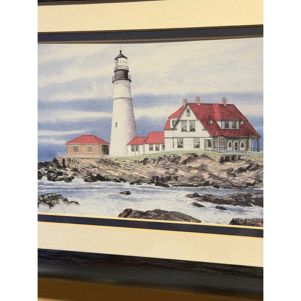 Marc Sherman Portland Head, Lighthouse, Watercolor, Painting 